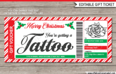 Christmas Tattoo Gift Certificate Template DIY Printable Gift Voucher Card