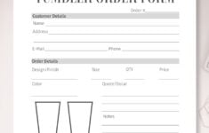 Custom Tumbler Order Form Canva Template