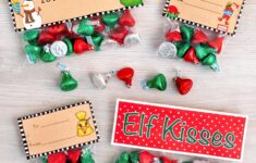 Cute Elf Kisses Treat Bag Topper Printable