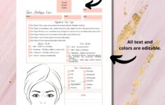 Editable And Printable Skin Analysis Form Template For Etsy de