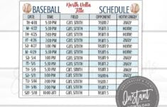 Editable Baseball Schedule Game And Practice Schedule Etsy de