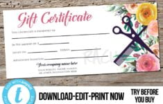 Editable Custom Hair Salon Gift Certificate Template Etsy de