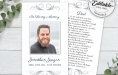 Editable Funeral Prayer Card Template Printable Memorial Etsy de