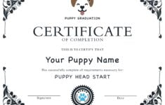 EDITABLE Puppy Dog Graduation Certificate Template Dog Award Etsy de