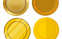 Four Different Style Blank Gold Coin Template Set Vector Image