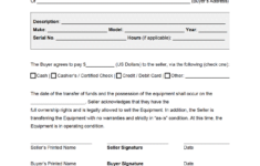 Free Equipment Bill Of Sale Form PDF Word