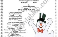 Frosty The Snowman Fill In The Blanks Lyrics ESL Worksheet By Kdelia