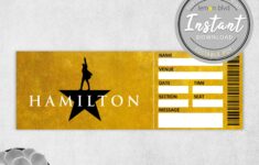 Hamilton Ticket Printable Surprise Gift Reveal Broadway Etsy Hamilton Tickets Custom Tickets How To Memorize Things