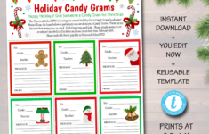 Holiday Candy Gram Flyer Printable Fundraiser Template Candy Grams Holiday Candy Fundraising