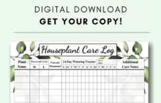 Houseplant Care Log House Plant Care Plant Journal Template House Plants