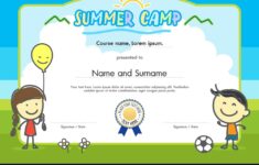 Kids Summer Camp Certificate Document Template Vector Image