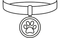Line Art Black And White Pet Collar Royalty Free Vector