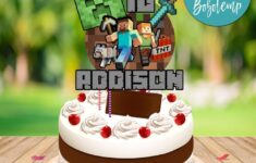 Minecraft Birthday Cake Topper Template Printable DIY Bobotemp