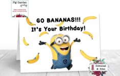 Minions Birthday Card Despicable Me FUN Go Bananas Minion Etsy Minion Birthday Card Birthday Cards Minion Birthday