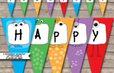 Monster Party Banner Template Birthday Banner Editable Bunting