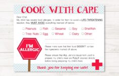 Multiple Allergies Chef Restaurant Cards For Child Medical Etsy sterreich