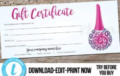 Nail Salon Gift Certificate Printable Template Digital Etsy Printable Gift Certificate Gift Certificate Template Salon Gifts