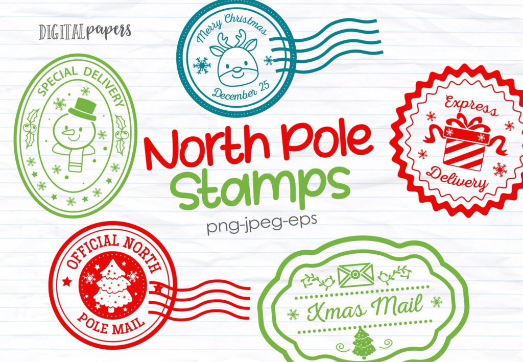 north-pole-stamps-graphic-by-digitalpapers-creative-fabrica-free