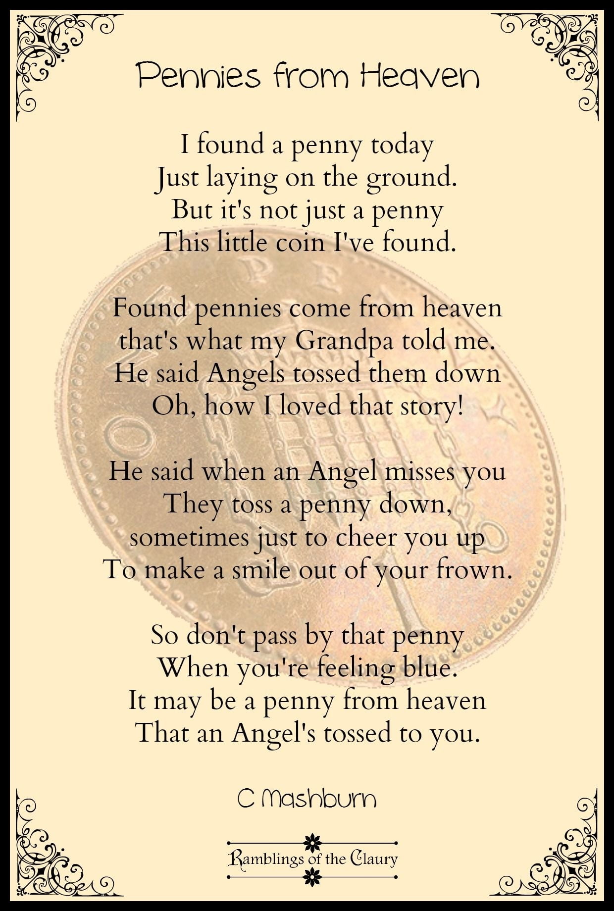 Printable Pennies From Heaven Poem Free Printable