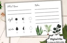 Plant Care Card Blank Card Printable Digital Download Etsy de