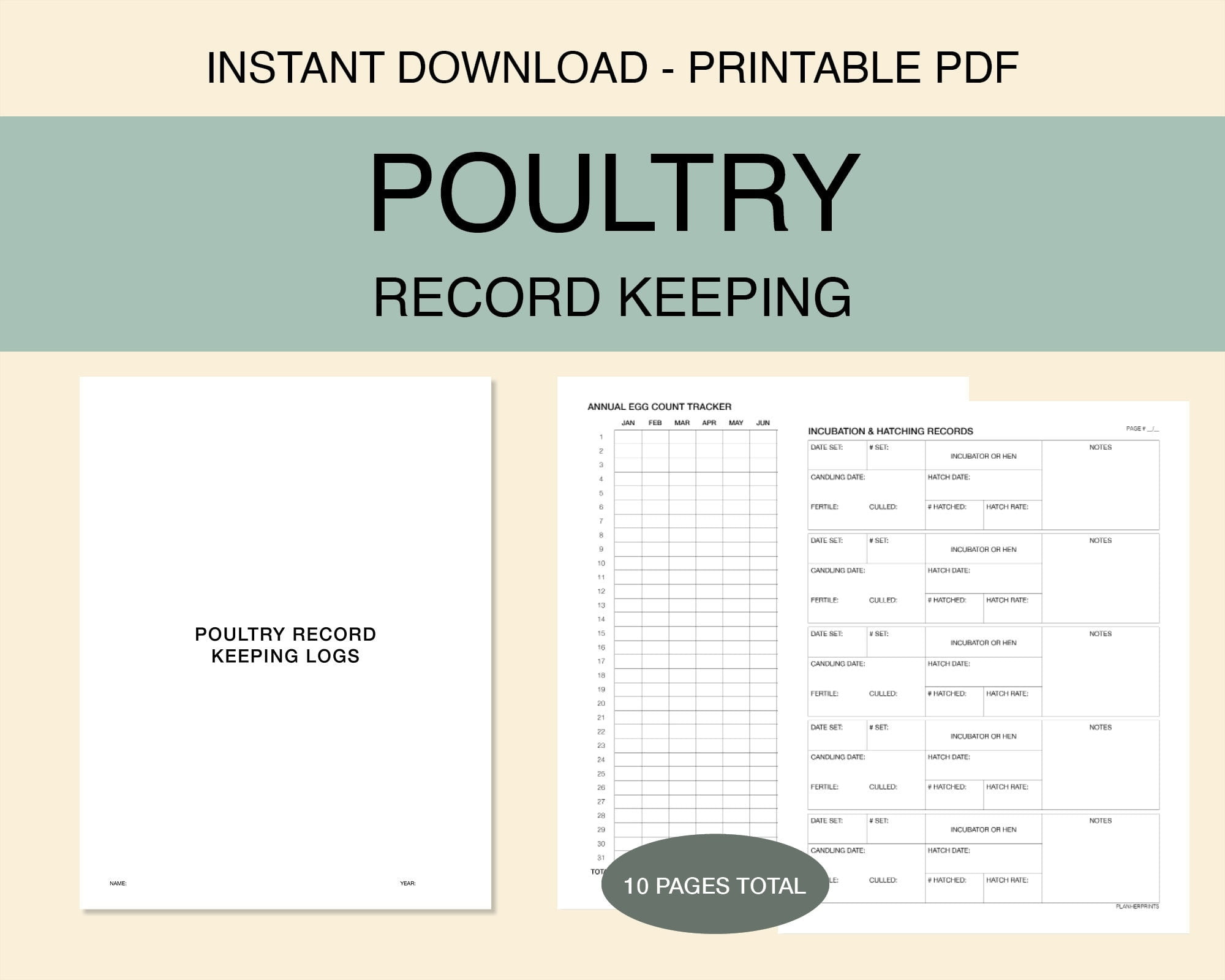 Poultry Record Keeping Log Printable PDF
