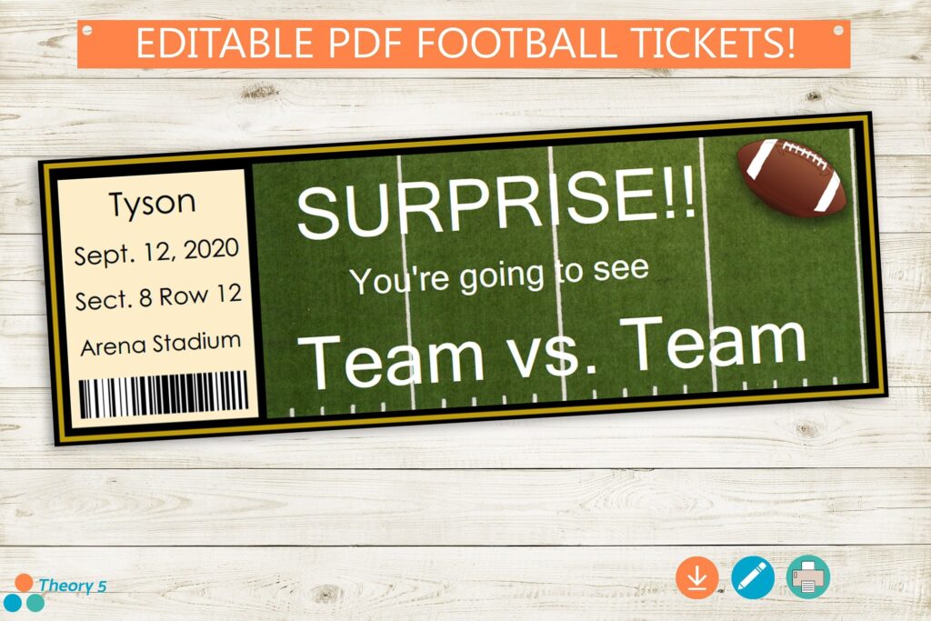 Printable Football Ticket Template Free Printable