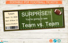 Printable And Editable Football Tickets Adobe PDF Surprise Etsy Football Ticket Game Tickets Football Game Tickets