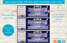 Printable And Editable Wrestling Match Tickets Adobe Etsy de