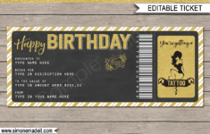 Printable Birthday Tattoo Gift Voucher Template DIY Gift Certificate