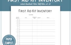 Printable First Aid Kit Inventory Emergency Binder Template Etsy Canada