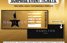 Printable Hamilton Tickets Template Surprise Hamilton Etsy