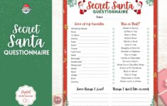 Printable Secret Santa Questionnaire Holiday Gift Exchange Etsy de