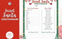 Printable Secret Santa Questionnaire Holiday Gift Exchange Etsy de