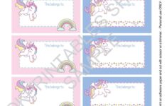 Printable Unicorns Labels For School Supplies Labels Printable Set Of 10 Printable Labels Scho School Supply Labels School Stickers Labels School Stickers