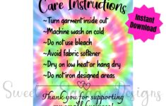 READY To PRINT Shirt Care Instructions Tie Dye Care Cards Etsy