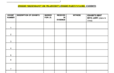 Sample Exhibit List Fill Online Printable Fillable Blank PdfFiller