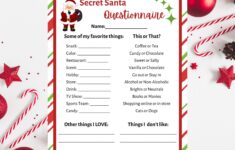 Secret Santa Questionnaire Printable Secret Santa Form Etsy de