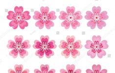 Set Cherry Blossom Flower Borders Vector Stock Vector Royalty Free 370952141 Shutterstock