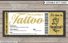 Tattoo Voucher Certificate Ticket Gift Card Printable Template Etsy de