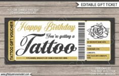 Tattoo Voucher Template Birthday Gift Card Certificate Ticket Etsy de