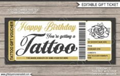Tattoo Voucher Template Birthday Gift Card Certificate Ticket Etsy de