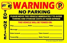 WARNING NO PARKING TOW NOTICE Stick on Labels 8 X 5 Bold Print On Fluorescent Yellow Adhesive Backing Pack Of 50 Labels Walmart