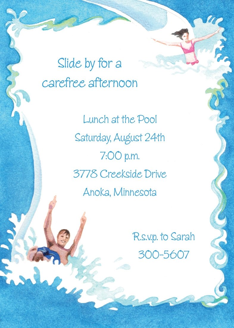  Printable Free Water Slide Invitation Template 