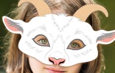 White Goat Printable Mask Halloween Costume Nanny Goat Animal Etsy de