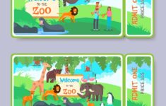 Zoo Admission Ticket Template Set Royalty Free Vector Image