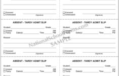 Absent Tardy Admit Slip Book Student Info School Jobs Tardy