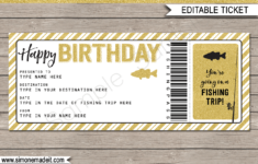 Birthday Fishing Trip Ticket Gift Voucher Printable Certificate Template