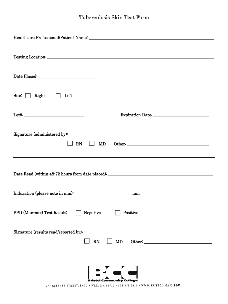 Printable Blank Tb Skin Test Form Template Free Printable