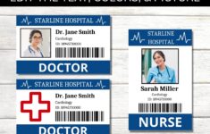 Doctor ID Badge Editable Hospital Staff ID Pretend Play Etsy sterreich