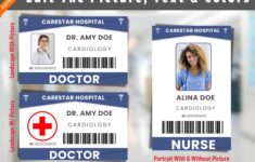 Doctor Nurse ID Badge Editable Hospital Staff ID Pretend Etsy de